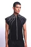 Buy_Siddhant Agrawal_Black Beads, Embroidery Ashroot Vein Jacket _at_Aza_Fashions