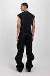 Shop_Siddhant Agrawal_Black Denim, Cotton Ashroot Whorl Trouser _at_Aza_Fashions