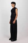 Shop_Siddhant Agrawal_Black Cotton, Silk, Velvet, Satin Vein Script Jacket _Online_at_Aza_Fashions
