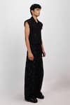 Siddhant Agrawal_Black Cotton, Silk Vein Script Trouser _Online_at_Aza_Fashions