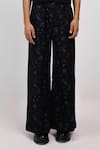 Shop_Siddhant Agrawal_Black Cotton, Silk Vein Script Trouser _Online_at_Aza_Fashions