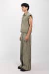 Buy_Siddhant Agrawal_Green Denim, Cotton Sage Drift Trouser _Online_at_Aza_Fashions