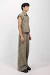Shop_Siddhant Agrawal_Green Denim, Cotton Sage Drift Trouser _Online_at_Aza_Fashions