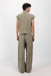 Shop_Siddhant Agrawal_Green Denim, Cotton Sage Drift Trouser _at_Aza_Fashions