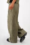 Siddhant Agrawal_Green Denim, Cotton Sage Drift Trouser _at_Aza_Fashions