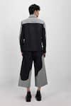 Shop_Siddhant Agrawal_Black Cotton, Denim Drifted Echo Cullote Pant _at_Aza_Fashions