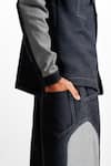 Shop_Siddhant Agrawal_Black Cotton, Denim Drifted Echo Cullote Pant _Online_at_Aza_Fashions