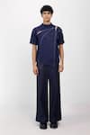 Buy_Siddhant Agrawal_Blue Weathered Indigo T-shirt _at_Aza_Fashions