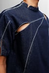 Siddhant Agrawal_Blue Weathered Indigo T-shirt _at_Aza_Fashions