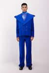 Buy_Siddhant Agrawal_Blue Applique Celestial Drift Hooded Blazer _at_Aza_Fashions