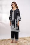 Alaya Advani Black Georgette Embroidery, Cut Work V-neck Floral Kurta Pant Set Alaya Advani_Black Georgette Embroidery, Cut Work V-neck Floral Kurta Pant Set