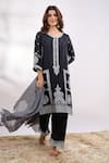 Alaya Advani Black Georgette Embroidery, Cut Work V-neck Floral Kurta Pant Set Alaya Advani_Black Georgette Embroidery, Cut Work V-neck Floral Kurta Pant Set