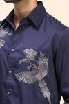 Rohit Bal_Blue Poplin Embroidery Placement Shirt _Online_at_Aza_Fashions