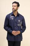 Buy_Rohit Bal_Blue Poplin Embroidery Placement Shirt _at_Aza_Fashions