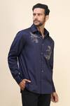 Buy_Rohit Bal_Blue Poplin Embroidery Placement Shirt 