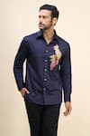 Buy_Rohit Bal_Blue Poplin Embroidery Bird Shirt 