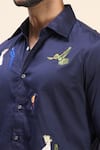 Rohit Bal_Navy Poplin Embroidery Parrot Shirt _Online_at_Aza_Fashions