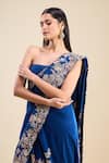 Anamika Khanna_Blue Embroidery Sharara Set With Unstitched Blouse Piece _at_Aza_Fashions