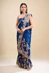 Buy_Anamika Khanna_Blue Embroidery Sharara Set With Unstitched Blouse Piece 