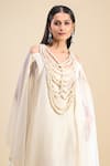 Anamika Khanna_Ivory Beads, Embroidery Scoop Neck Dress _Online_at_Aza_Fashions