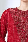Shop_Ritika Mirchandani_Red Crepe, Georgette Crystals, Embroidery, Metallic Pompei Kurta With Pant _Online_at_Aza_Fashions