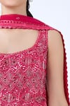 Ritika Mirchandani_Pink Crepe, Net Beads, Embroidery, Sequins Round Neck Agatha Kurta Set _Online_at_Aza_Fashions