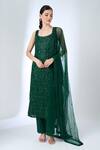 Buy_Ritika Mirchandani_Emerald Green Crepe, Georgette, Net Beads, Sequins, Agatha Straight Kurta Set _at_Aza_Fashions