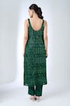 Shop_Ritika Mirchandani_Emerald Green Crepe, Georgette, Net Beads, Sequins, Agatha Straight Kurta Set _at_Aza_Fashions