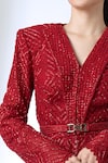 Ritika Mirchandani_Red Crepe, Georgette, Net Crystals, Metallic Heidi Peplum Blazer With Sharara _Online_at_Aza_Fashions