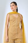 Ritika Mirchandani_Yellow Crepe, Net Beads, Embroidery, Sequins, Stones Besty Kurta Sharara Set _at_Aza_Fashions