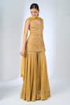 Buy_Ritika Mirchandani_Yellow Crepe, Net Beads, Embroidery, Sequins, Stones Besty Kurta Sharara Set 