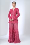 Buy_Ritika Mirchandani_Pink Crepe, Georgette, Net Crystals, Embroidery Harriet Kurta And Sharara Set _at_Aza_Fashions