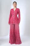Buy_Ritika Mirchandani_Pink Crepe, Georgette, Net Crystals, Embroidery Harriet Kurta And Sharara Set _Online_at_Aza_Fashions