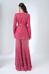 Shop_Ritika Mirchandani_Pink Crepe, Georgette, Net Crystals, Embroidery Harriet Kurta And Sharara Set _at_Aza_Fashions