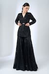 Buy_Ritika Mirchandani_Black Crepe, Georgette, Net Crystals, Embroidery, Ottilie Kurta With Sharara _at_Aza_Fashions
