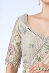 Buy_Matsya_Ivory Silk Embroidery, Metallic Thread, Beads Botanical Saree With Blouse 