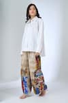 Buy_AK-OK_Gray Grey Printed Flared Trouser _at_Aza_Fashions
