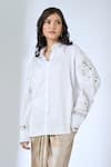Buy_AK-OK_Ivory Cotton Embroidery Collared Shirt _at_Aza_Fashions