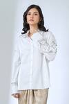Shop_AK-OK_Ivory Cotton Embroidery Collared Shirt _Online_at_Aza_Fashions