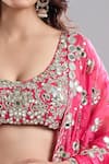 Abhinav Mishra_Pink Chanderi, Net Mirrors, Sequins, Zari, Embroidery, Barsaat Lehenga Set _Online_at_Aza_Fashions