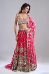 Shop_Abhinav Mishra_Pink Chanderi, Net Mirrors, Sequins, Zari, Embroidery, Barsaat Lehenga Set _Online_at_Aza_Fashions
