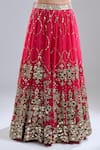 Abhinav Mishra_Pink Chanderi, Net Mirrors, Sequins, Zari, Embroidery, Barsaat Lehenga Set _at_Aza_Fashions