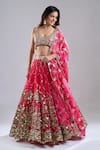 Buy_Abhinav Mishra_Pink Chanderi, Net Mirrors, Sequins, Zari, Embroidery, Barsaat Lehenga Set _at_Aza_Fashions