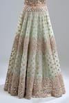 Shop_Abhinav Mishra_Mint Net Mirrors, Embroidery, Tassels V-neck Green Lehenga Set _Online_at_Aza_Fashions