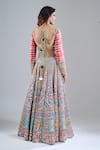 Shop_Abhinav Mishra_Blue Chanderi, Net Mirrors, Zari, Embroidery Scoop Lake Multishade Lehenga Set _at_Aza_Fashions
