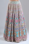 Buy_Abhinav Mishra_Blue Chanderi, Net Mirrors, Zari, Embroidery Scoop Lake Multishade Lehenga Set _Online_at_Aza_Fashions