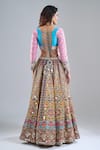 Shop_Abhinav Mishra_Multi Color Chanderi, Net Mirrors, Zari, Embroidery, Tangerine Hues Lehenga Set _at_Aza_Fashions