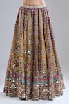 Buy_Abhinav Mishra_Multi Color Chanderi, Net Mirrors, Zari, Embroidery, Tangerine Hues Lehenga Set _Online_at_Aza_Fashions