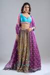 Buy_Abhinav Mishra_Multi Color Chanderi, Net Mirrors, Zari, Embroidery, Tangerine Hues Lehenga Set _at_Aza_Fashions