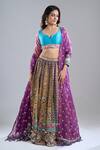Abhinav Mishra_Multi Color Chanderi, Net Mirrors, Zari, Embroidery, Tangerine Hues Lehenga Set _at_Aza_Fashions
